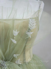 Tulle Long Semi Formal Prom Dress A-Line Green Long Evening Dress